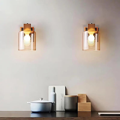 Lumora RetroGlow | Wall Lamp with Wood and Glass