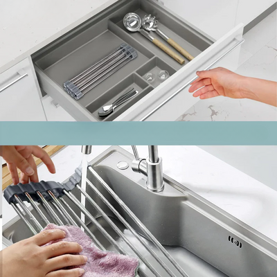 EASYDRY - Collapsible Stainless Steel Dish Drying Rack for the Sink