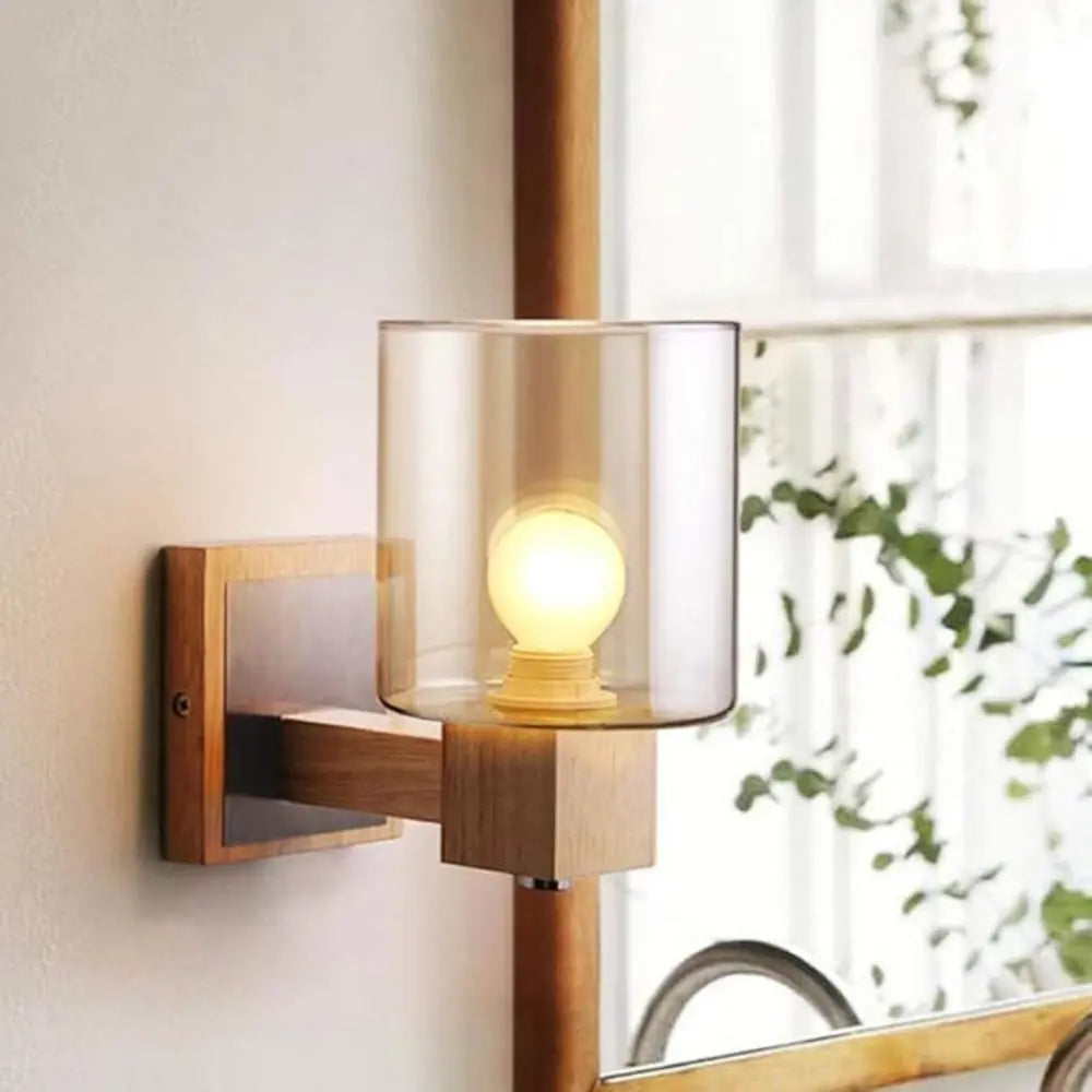 Lumora RetroGlow | Wall Lamp with Wood and Glass