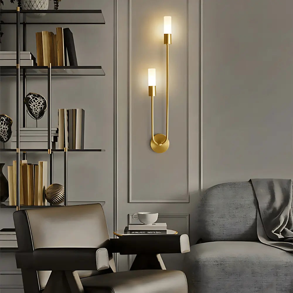 TwilightLux | Elegant Twin-Scoop LED Wall Lamp with Gold Detailing