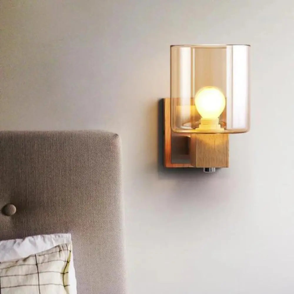 Lumora RetroGlow | Wall Lamp with Wood and Glass