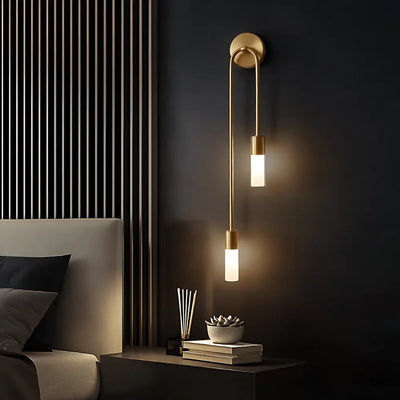 TwilightLux | Elegant Twin-Scoop LED Wall Lamp with Gold Detailing