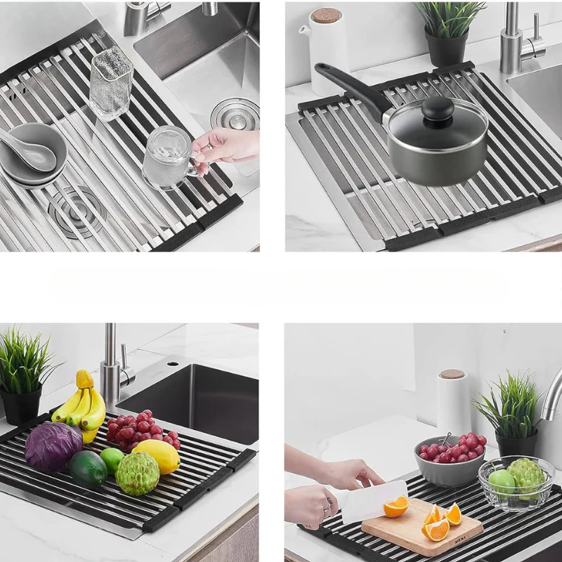 EASYDRY - Collapsible Stainless Steel Dish Drying Rack for the Sink