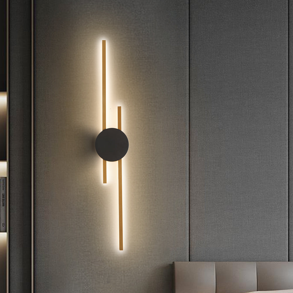 Aurora LED Wall Light – Modern Black/Gold Metal & Acrylic Design