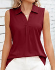 Blouse - Sleeveless Soft Collar & Breathable Silhouette