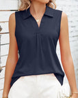 Blouse - Sleeveless Soft Collar & Breathable Silhouette