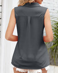 Blouse - Sleeveless Soft Collar & Breathable Silhouette