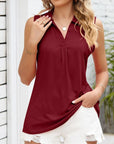 Blouse - Sleeveless Soft Collar & Breathable Silhouette