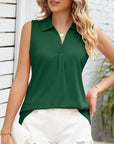 Blouse - Sleeveless Soft Collar & Breathable Silhouette