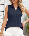 Blouse - Sleeveless Soft Collar & Breathable Silhouette