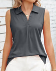 Blouse - Sleeveless Soft Collar & Breathable Silhouette