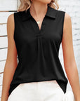 Blouse - Sleeveless Soft Collar & Breathable Silhouette