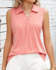 Blouse - Sleeveless Soft Collar & Breathable Silhouette
