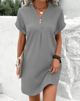 Cotton Blend Dress - V Neck & Lightweight Silhouette