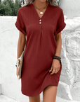 Cotton Blend Dress - V Neck & Lightweight Silhouette