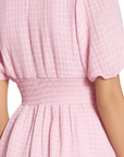 Cotton Blend Maxi Dress - V Neck & Shirred Waist Shape
