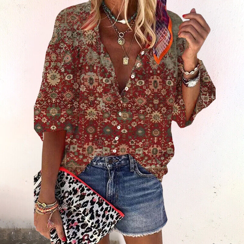 Cotton Blend Top - Breathable Print & Relaxed Easy Fit