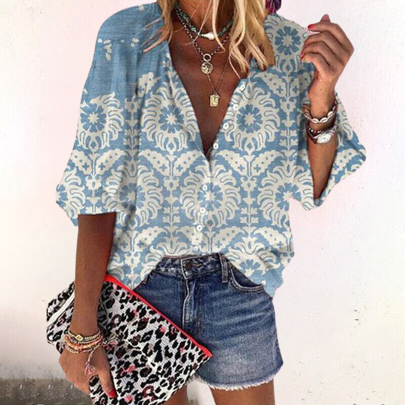 Cotton Blend Top - Breathable Print & Relaxed Easy Fit