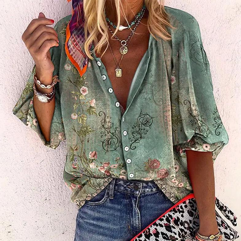 Cotton Blend Top - Breathable Print & Relaxed Easy Fit