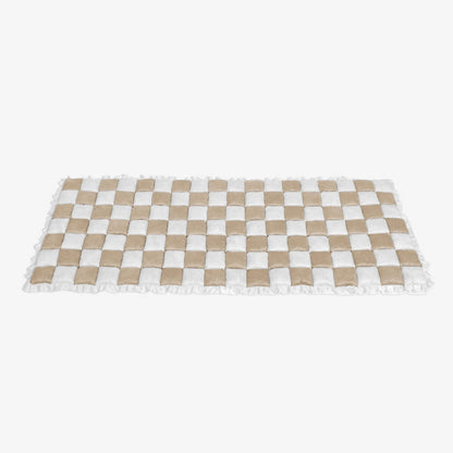 CozyPlaid – Cream-Colored Large Plaid Pet Mat Bed