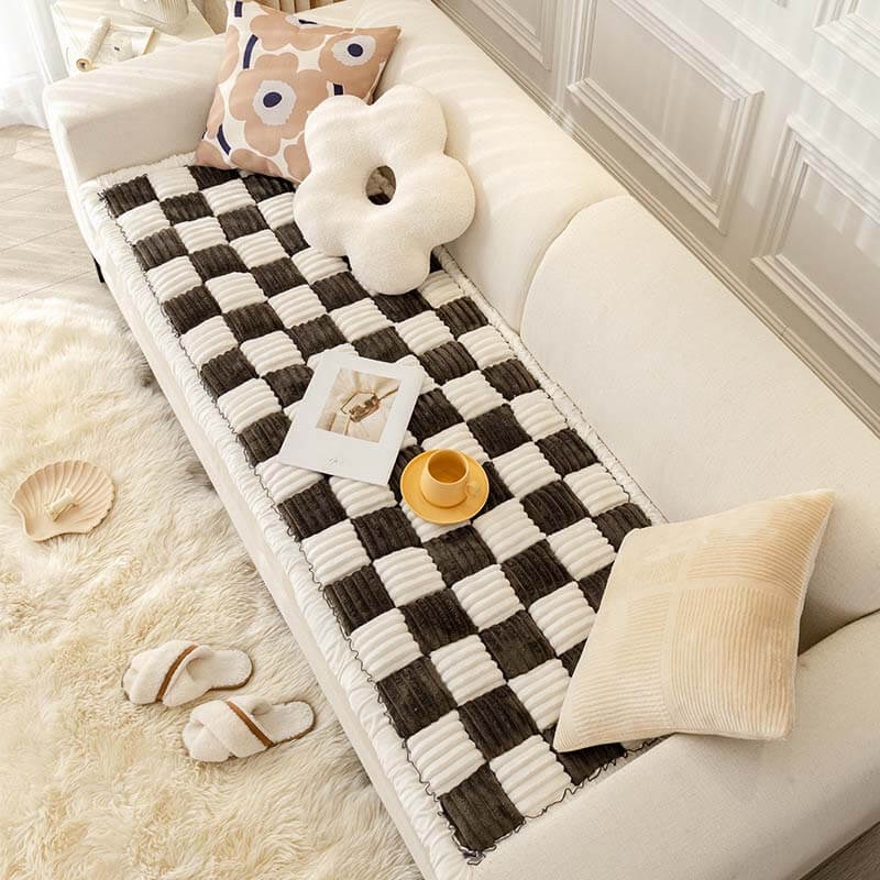 CozyPlaid – Cream-Colored Large Plaid Pet Mat Bed