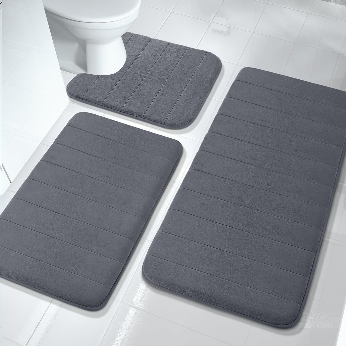 SOFTEASE - StripeMemory Foam Non-Slip Bath Mat