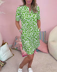 Dress - Polyester Blend V-Neck & Breezy Shaped Waist