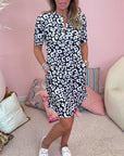 Dress - Polyester Blend V-Neck & Breezy Shaped Waist