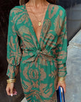 Dress - V Neck Twist Front Midi And Breathable Comfort
