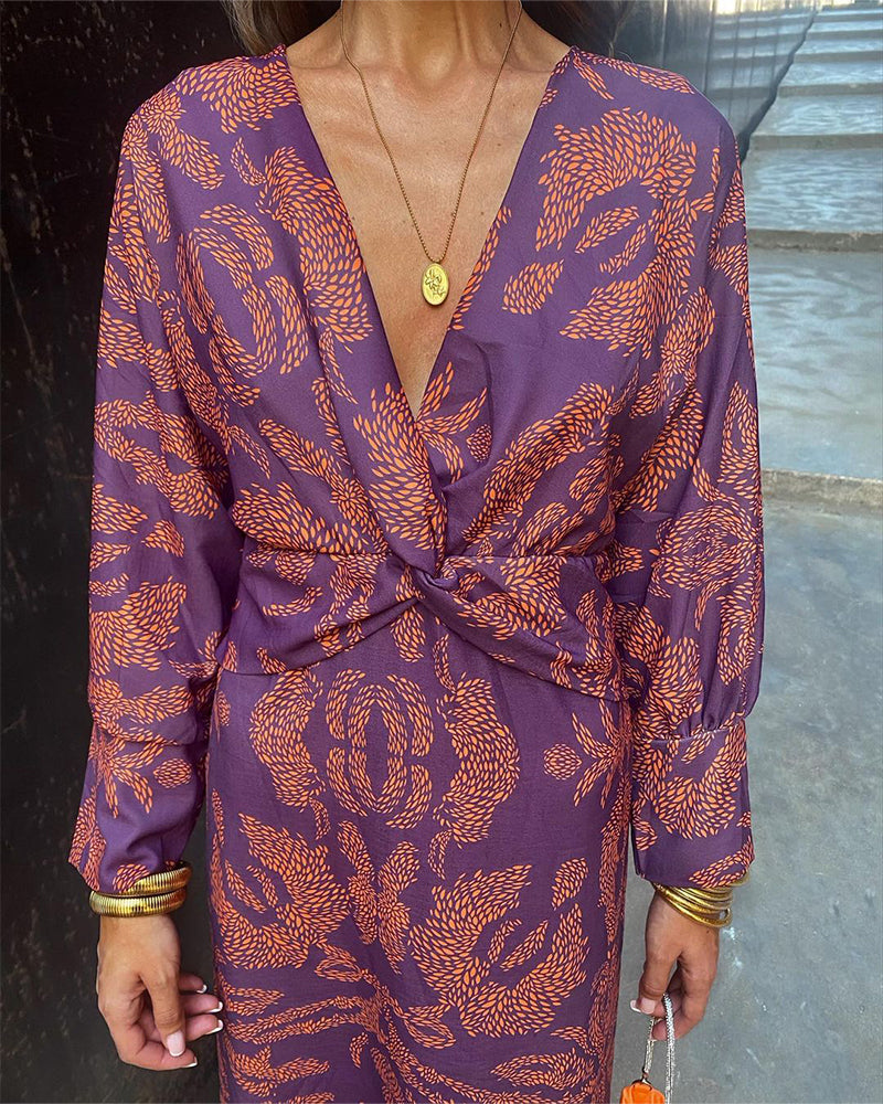 Dress - V Neck Twist Front Midi And Breathable Comfort