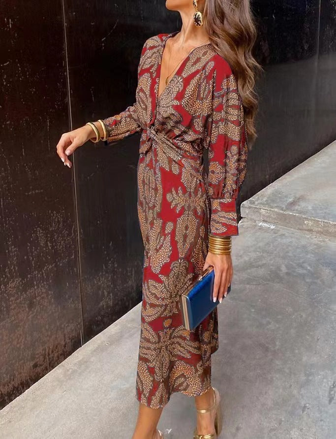Dress - V Neck Twist Front Midi And Breathable Comfort