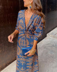 Dress - V Neck Twist Front Midi And Breathable Comfort