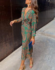 Dress - V Neck Twist Front Midi And Breathable Comfort