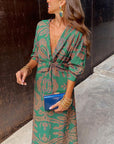 Dress - V Neck Twist Front Midi And Breathable Comfort