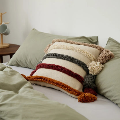 BohoWeave - Woven Striped Cushion Cover for Living Room