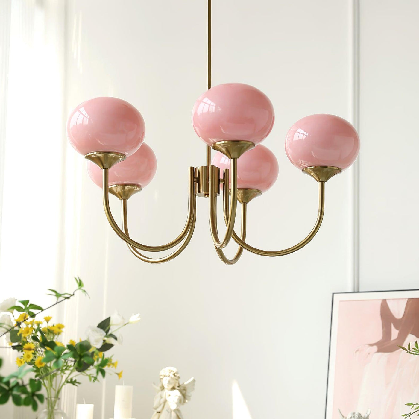 BlushRay - Modern Ceiling Light with Pink Glass Shades