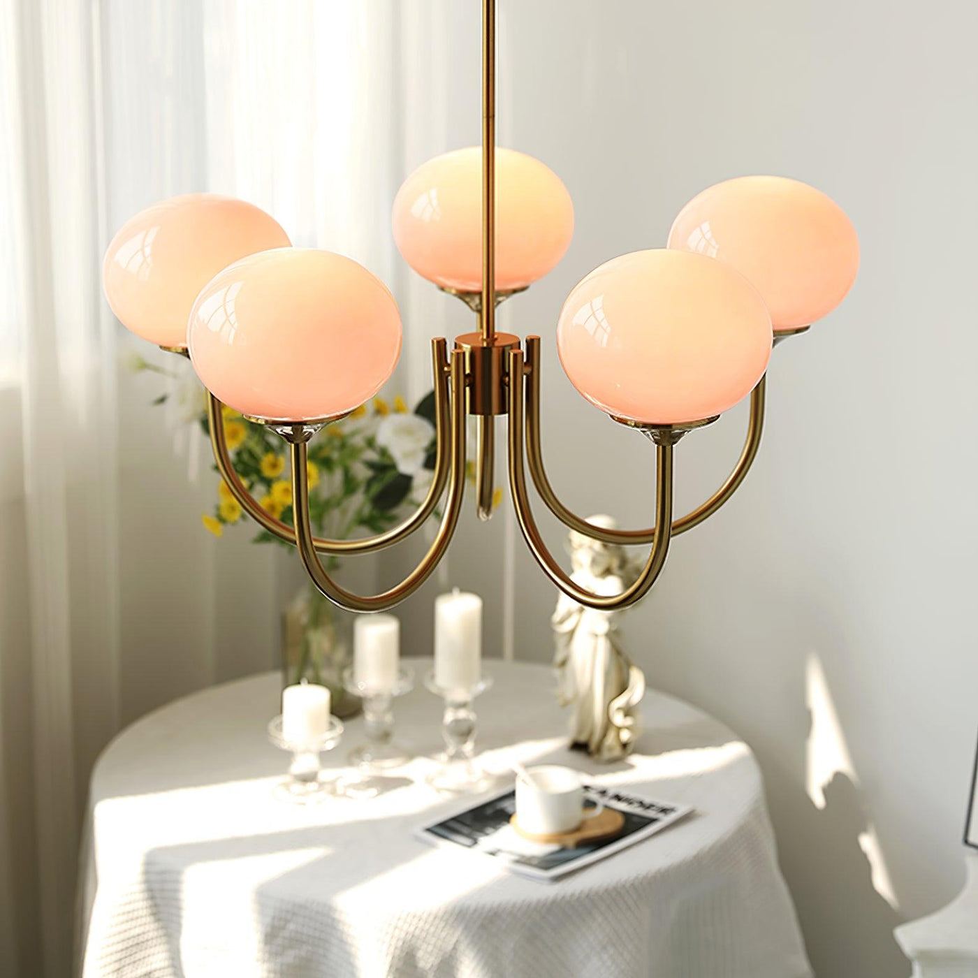 BlushRay - Modern Ceiling Light with Pink Glass Shades