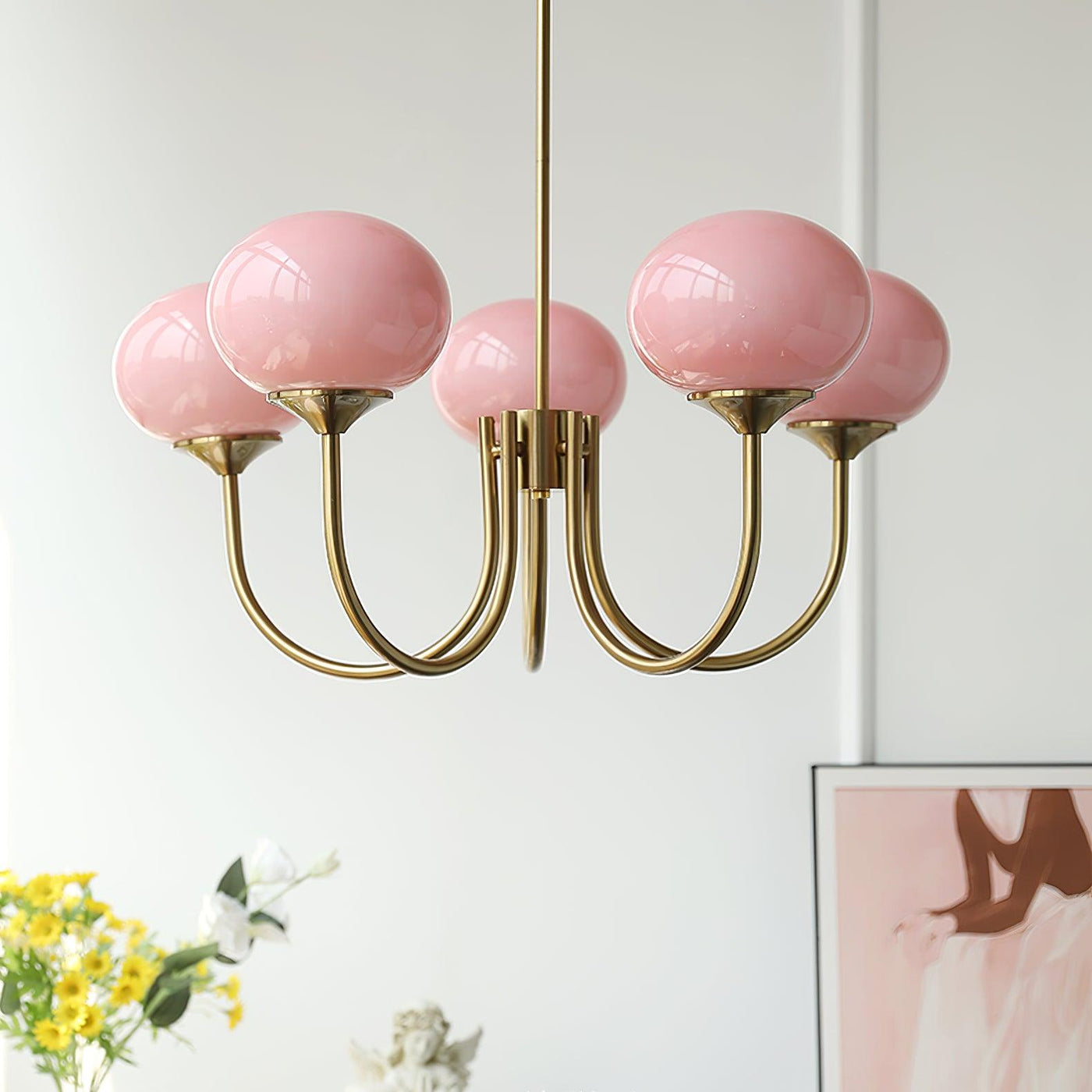 BlushRay - Modern Ceiling Light with Pink Glass Shades