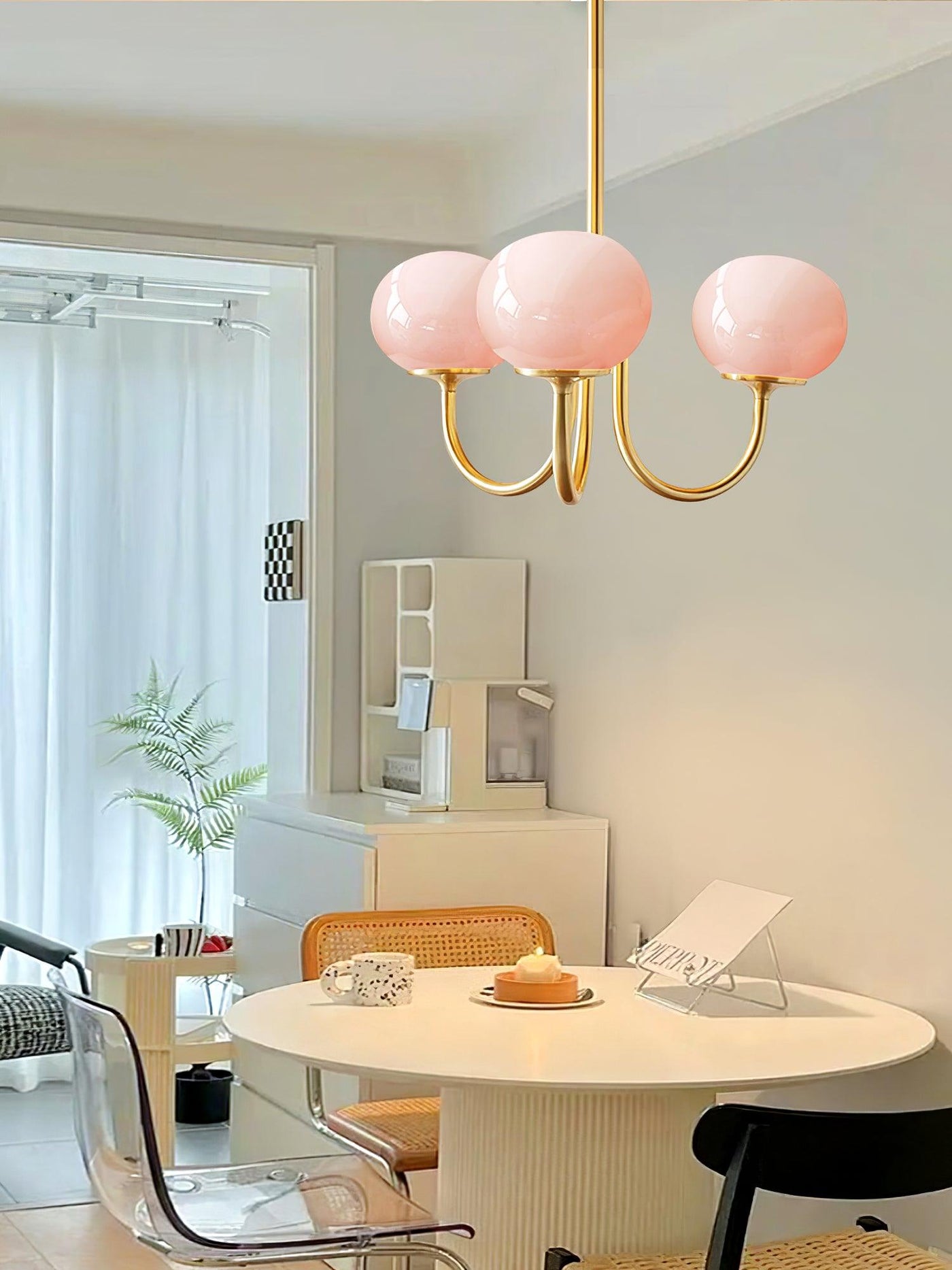 BlushRay - Modern Ceiling Light with Pink Glass Shades