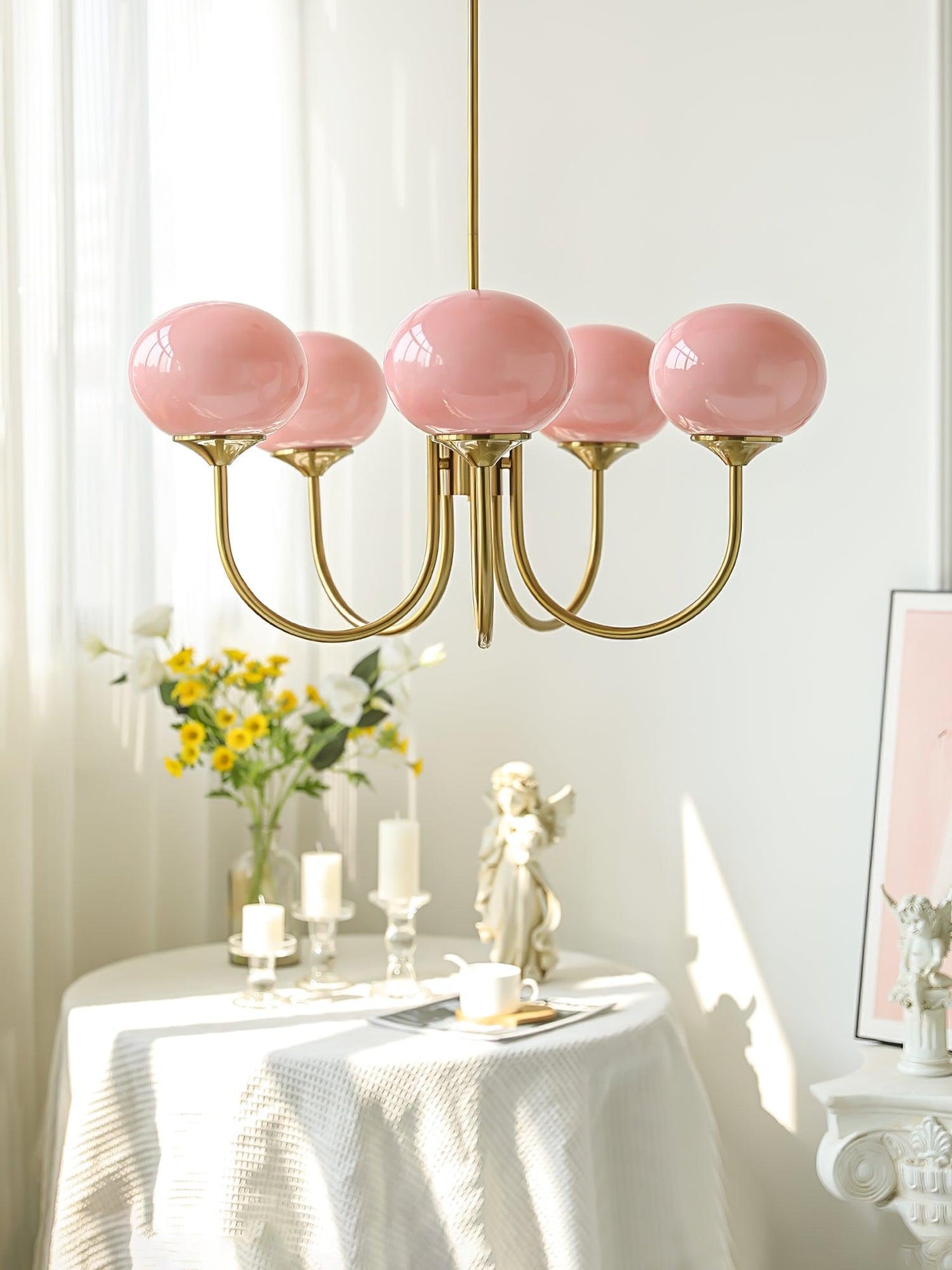 BlushRay - Modern Ceiling Light with Pink Glass Shades