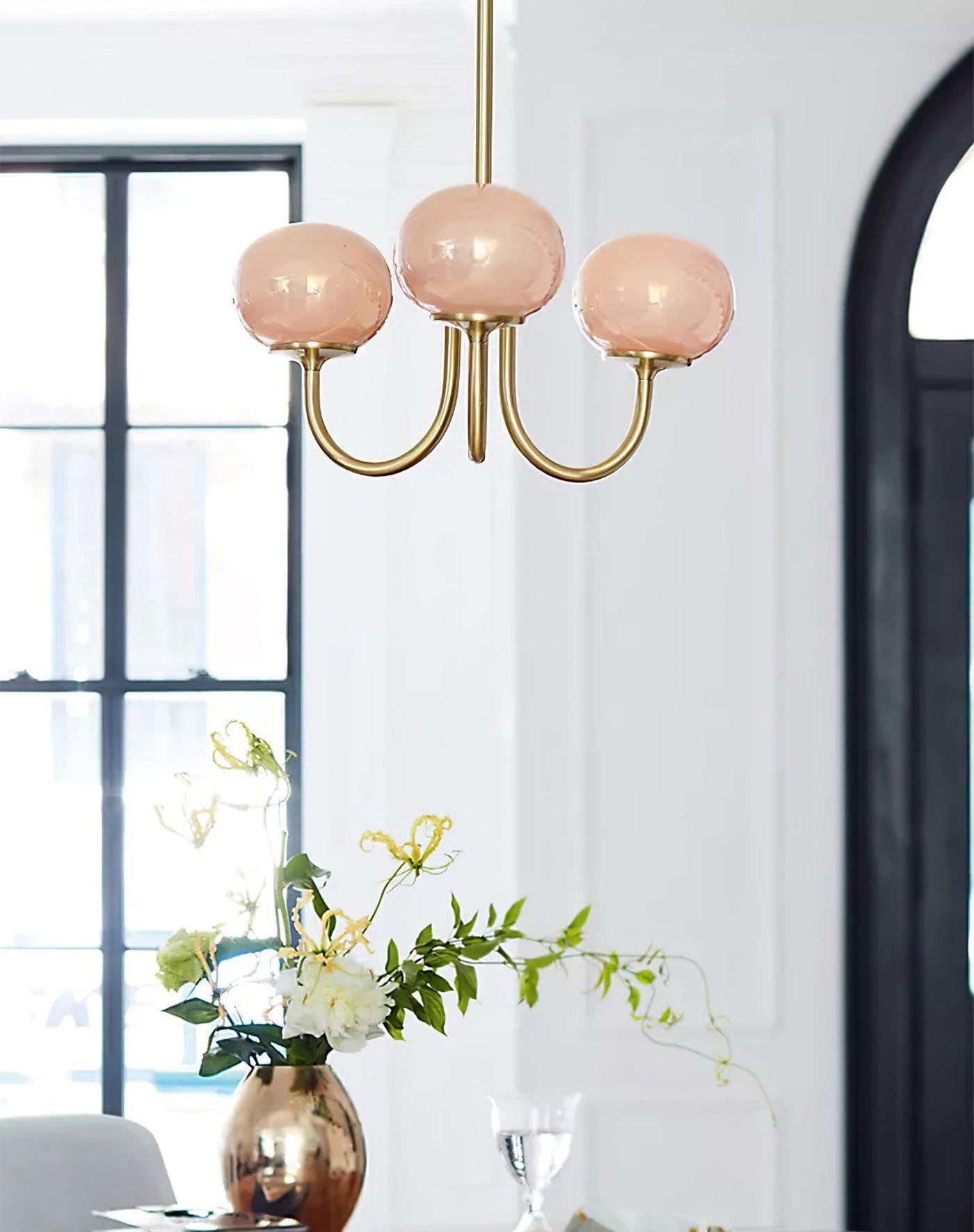 BlushRay - Modern Ceiling Light with Pink Glass Shades