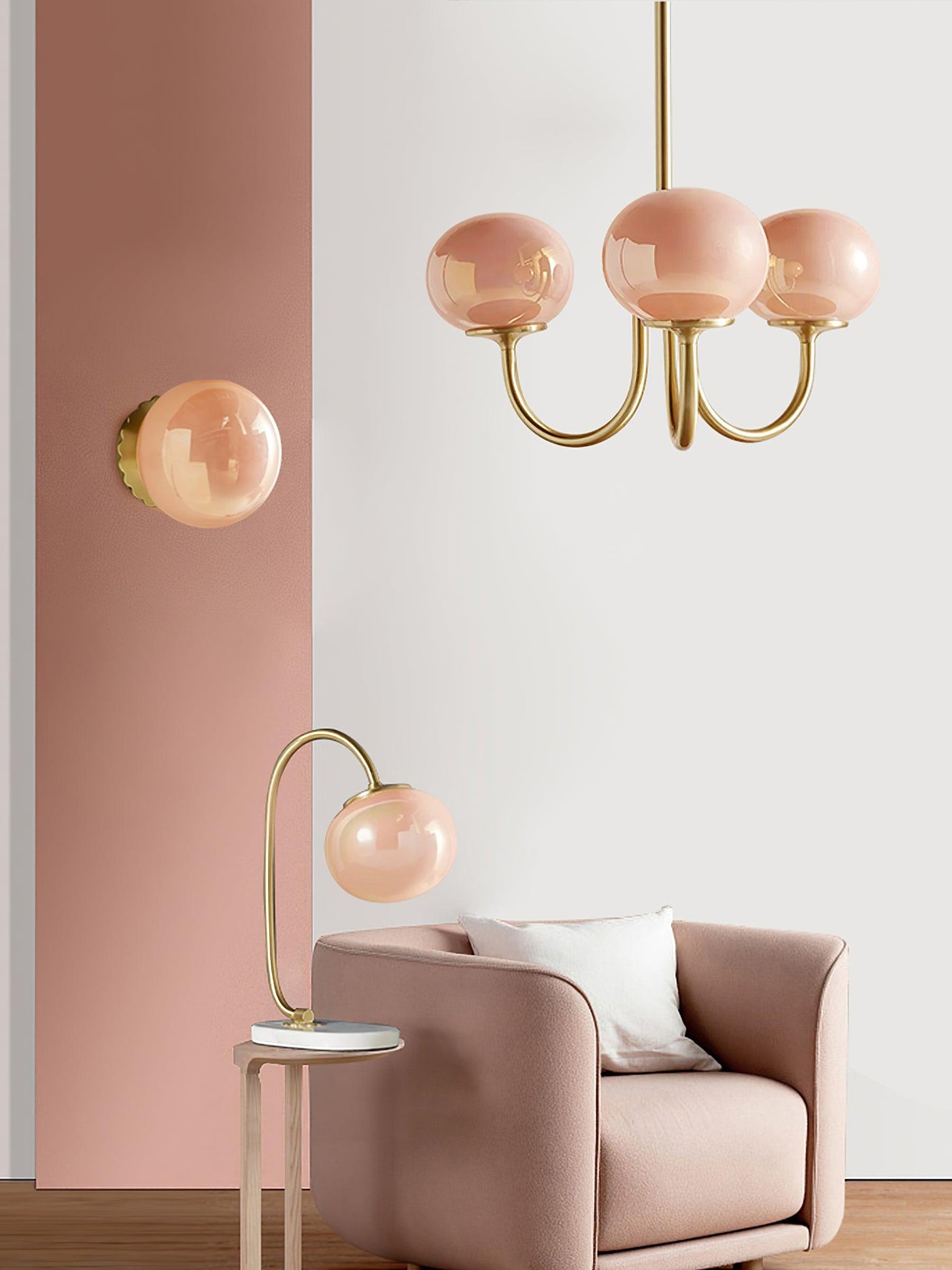 BlushRay - Modern Ceiling Light with Pink Glass Shades