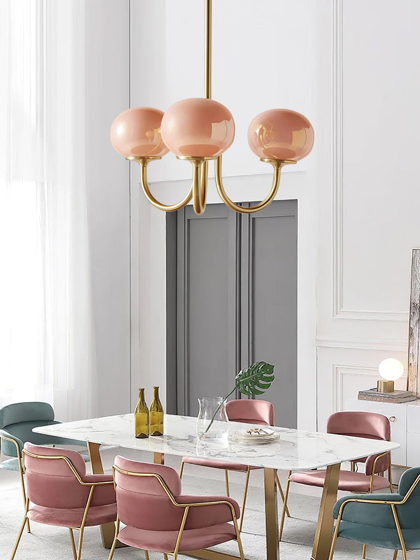 BlushRay - Modern Ceiling Light with Pink Glass Shades