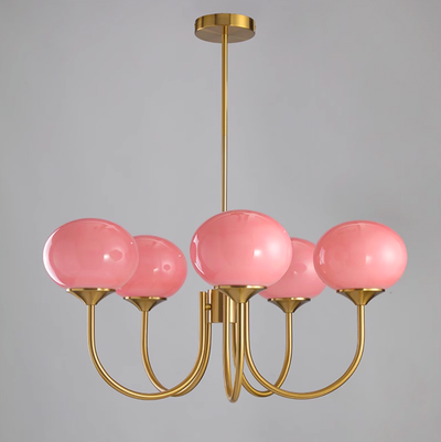 BlushRay - Modern Ceiling Light with Pink Glass Shades