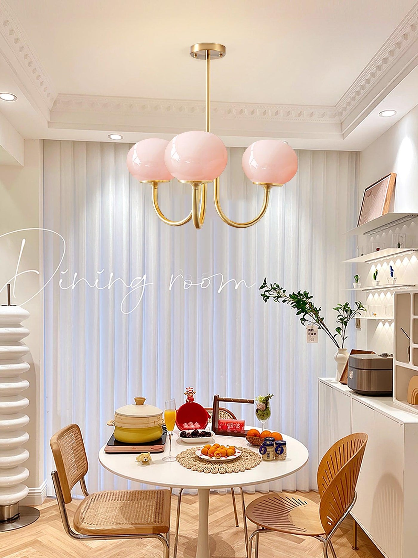 BlushRay - Modern Ceiling Light with Pink Glass Shades