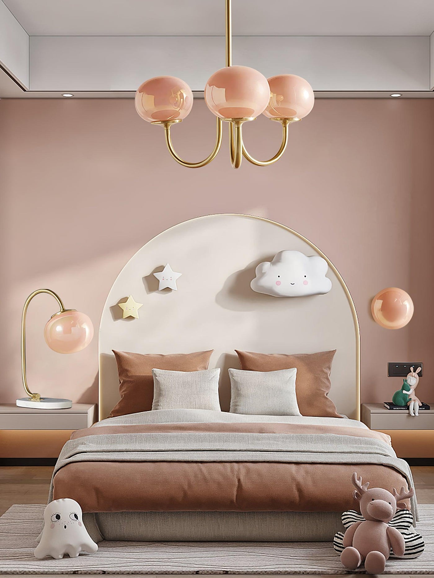 BlushRay - Modern Ceiling Light with Pink Glass Shades