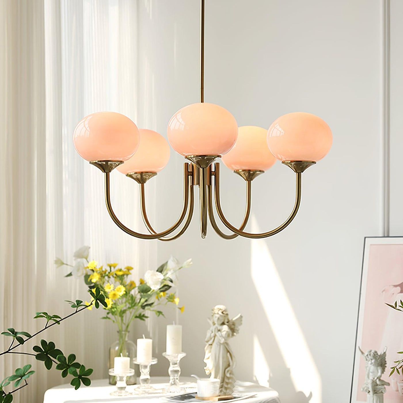 BlushRay - Modern Ceiling Light with Pink Glass Shades