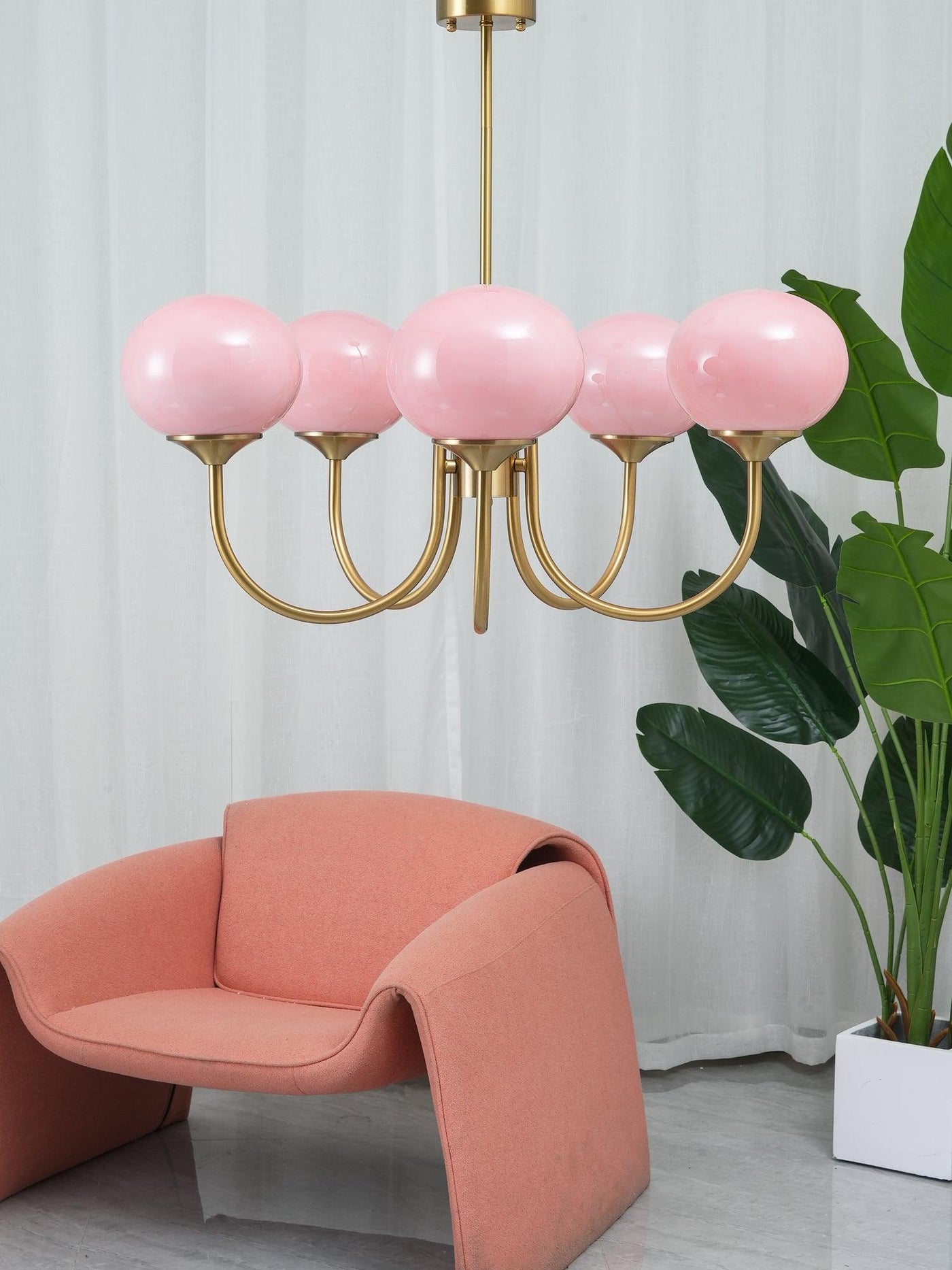 BlushRay - Modern Ceiling Light with Pink Glass Shades