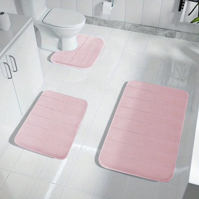 SOFTEASE - StripeMemory Foam Non-Slip Bath Mat