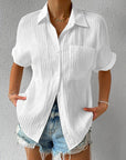 Polyester Blend Blouse - Short Sleeve & Polished Shape